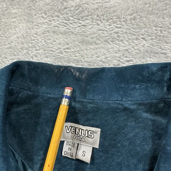 Vintage Venus Genuine Leather Blazer Jacket Women's Small Blue Long Sleeve - Picture 5 of 10